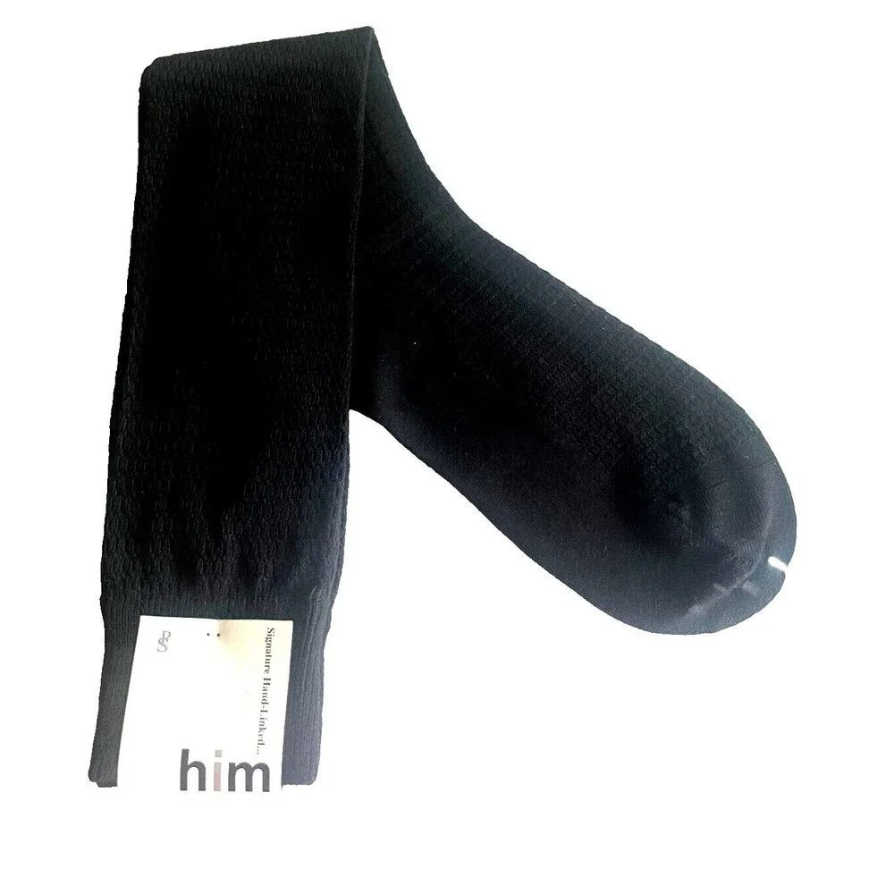HIM Mens Dress Socks Over the Calf Black Patterned Designer Cotton Blend 10-13